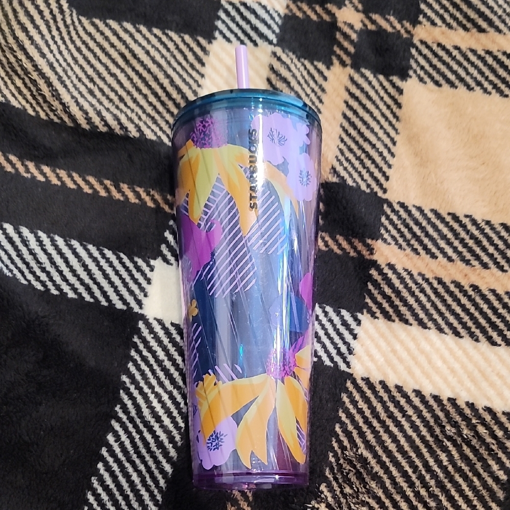 Starbucks Colorful Floral Tumbler with Straw